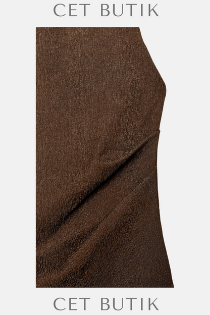 Zara Kadın Textured Draped Halter Top Olive Green Dokulu Asimetrik Halter Üst
