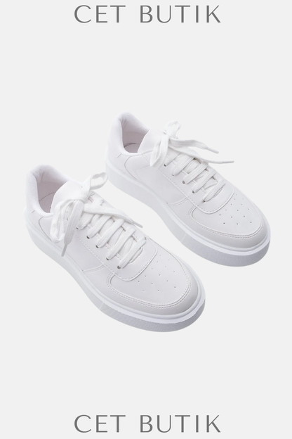 Marjin Azin Beyaz Kadın Sneakers – Kalın Taban & Bağcıklı Spor Stil