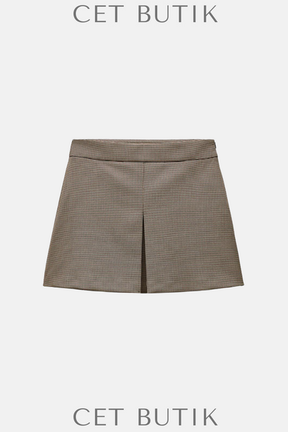 Zara Toffee Renk ZW Collection Kısa Piliseli Etek