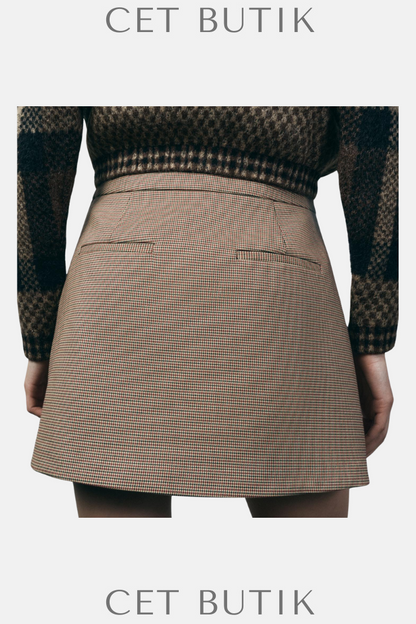Zara Toffee Renk ZW Collection Kısa Piliseli Etek