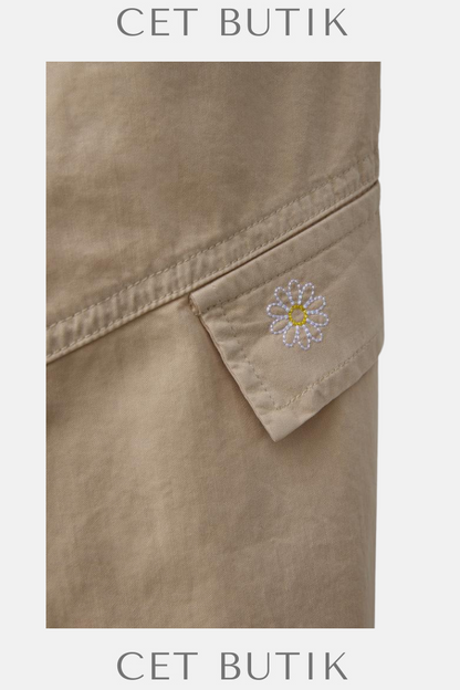 Zara Bej Daisy Parachute Pantolon – %100 Pamuk