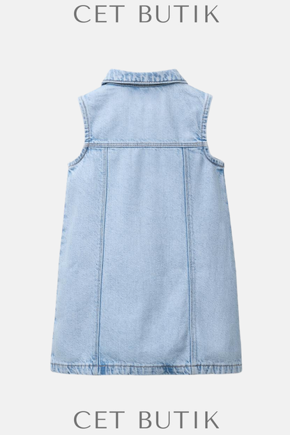 Zara Fermuarlı Denim Elbise – Açık Mavi