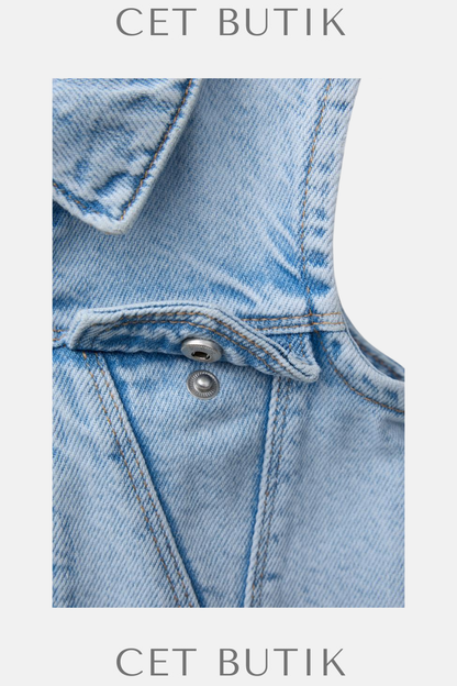 Zara Fermuarlı Denim Elbise – Açık Mavi