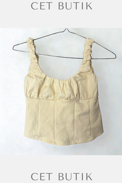 Zara Kontrast Detaylı Poplin Üst – Sarı