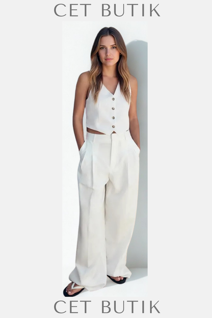 Zara Pilili Pantolon – Ekru / Pleated Pants