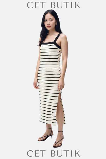 Mango Çizgili Midi Elbise – Striped Midi Dress