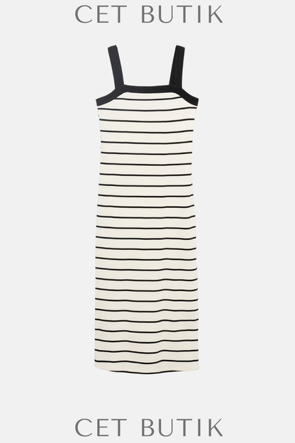 Mango Çizgili Midi Elbise – Striped Midi Dress