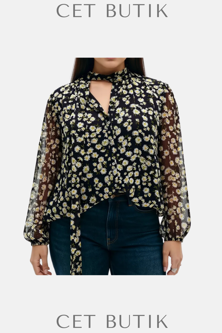 Mango Floral Tie Blouse – Çiçek Desenli Bağlı Bluz