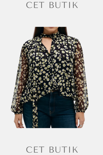 Mango Floral Tie Blouse – Çiçek Desenli Bağlı Bluz