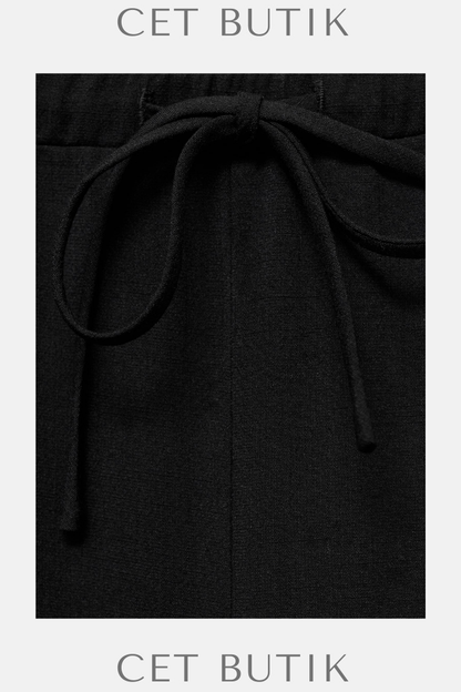 Mango Kordon Bel Düz Kesim Pantolon – Drawstring Straight Pants