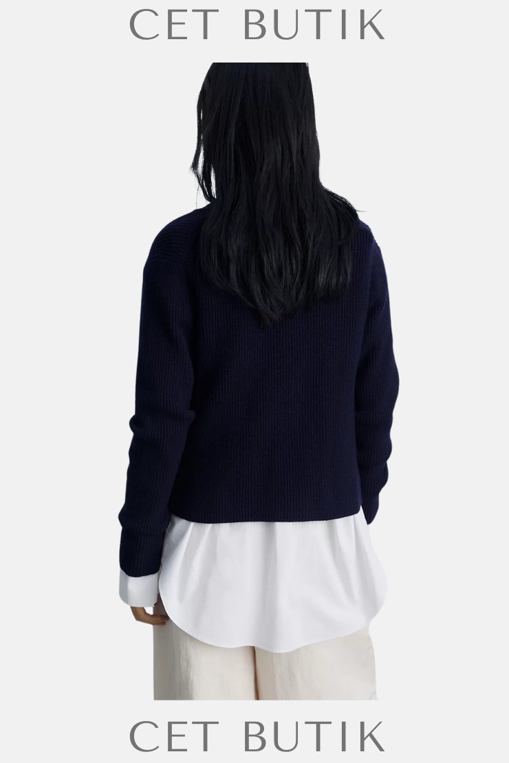 Mango Double Breasted Knitted Sweater – Dark Navy / Çift Düğmeli Triko