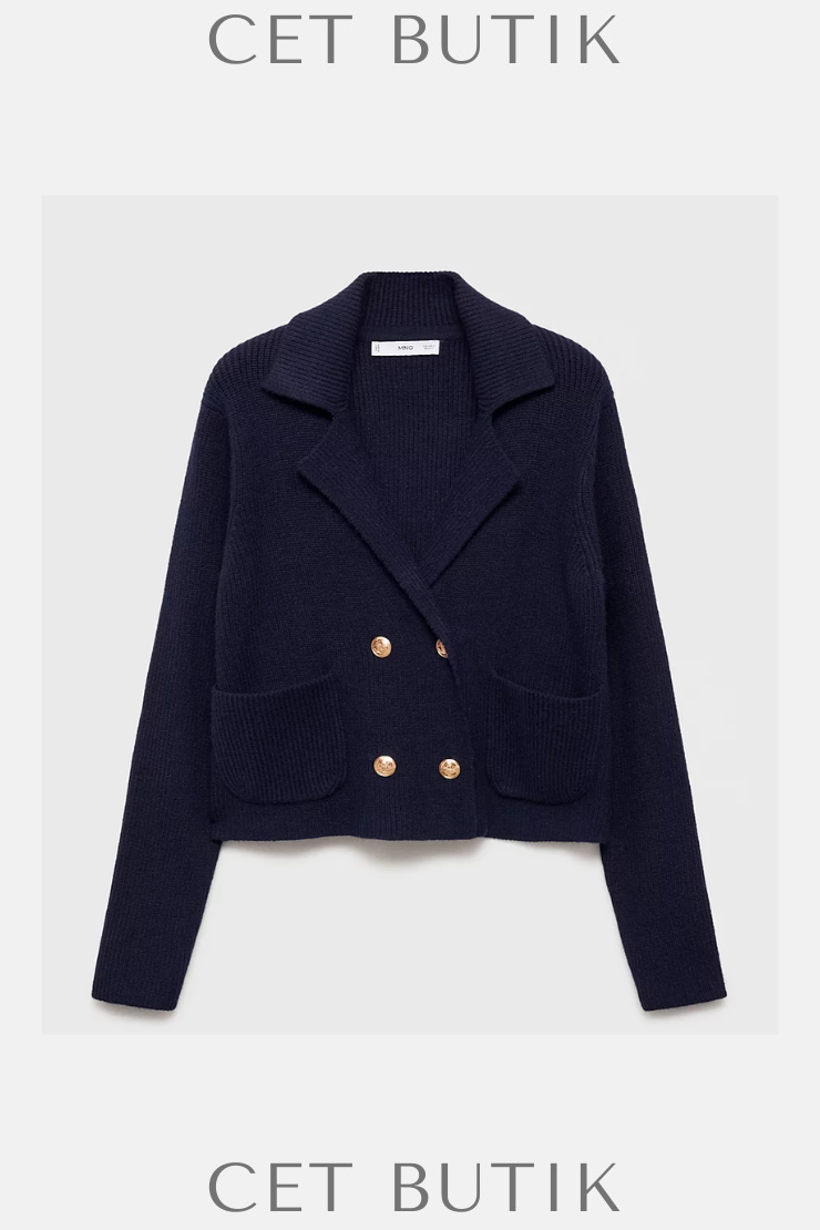 Mango Double Breasted Knitted Sweater – Dark Navy / Çift Düğmeli Triko