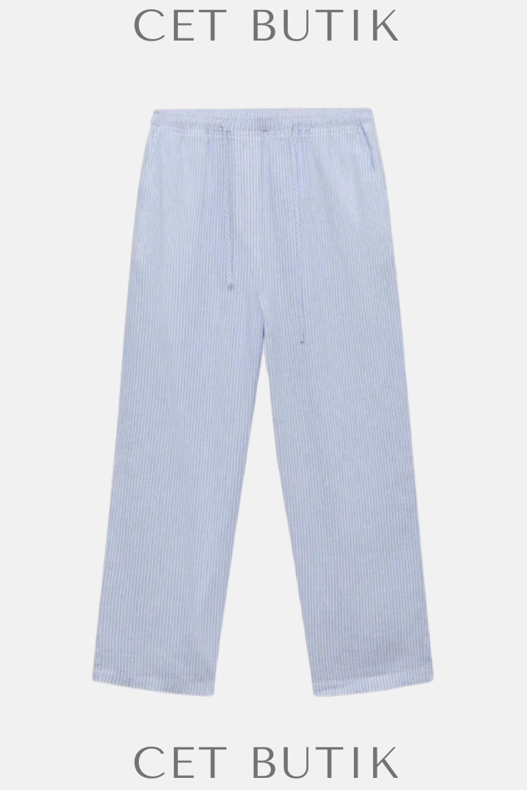 Mango Keten Düz Pantolon