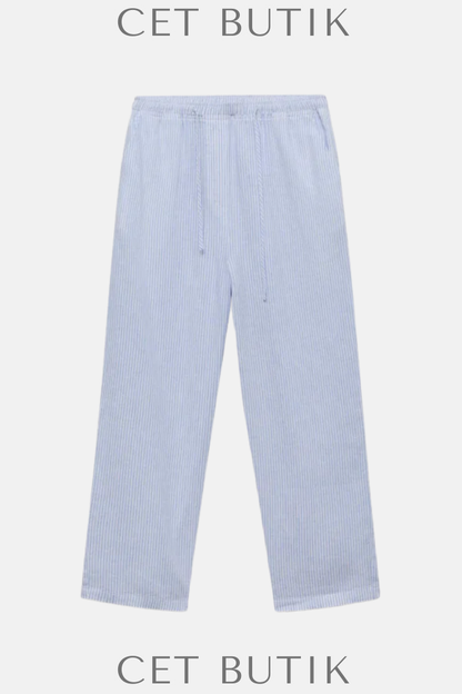 Mango Keten Düz Pantolon