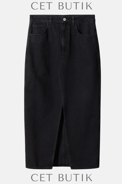 Mango Uzun Yırtmaçlı Kot Etek – Slit Denim Skirt