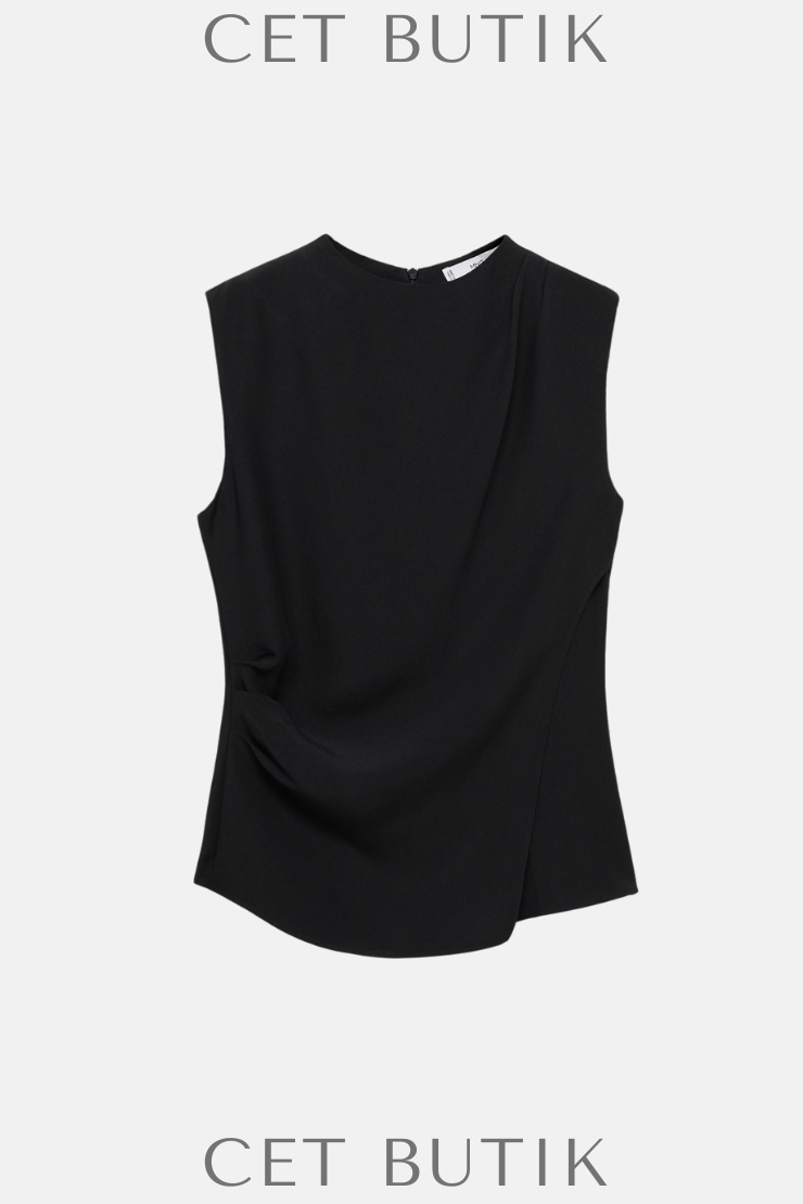Mango Drapeli Kolsuz Bluz – Draped Sleeveless Blouse