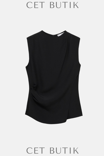 Mango Drapeli Kolsuz Bluz – Draped Sleeveless Blouse