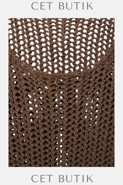 Mango Uzun Crochet Elbise – Tığ İşi Örgü, Kolsuz
