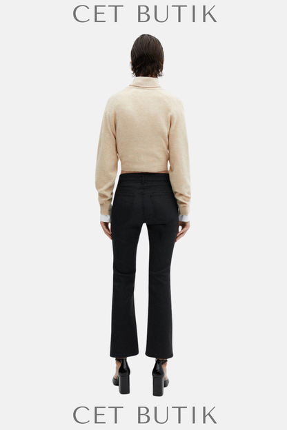 Mango Siyah Kaplamalı Normal Bel Pantolon – Coated Regular Waist