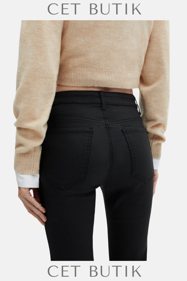 Mango Siyah Kaplamalı Normal Bel Pantolon – Coated Regular Waist