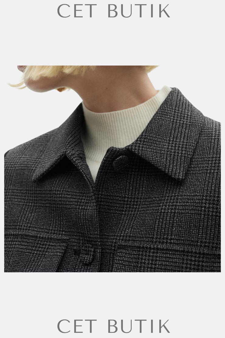 Mango Siyah Düğmeli Tüvit Ceket – Tweed, Gömlek Yaka