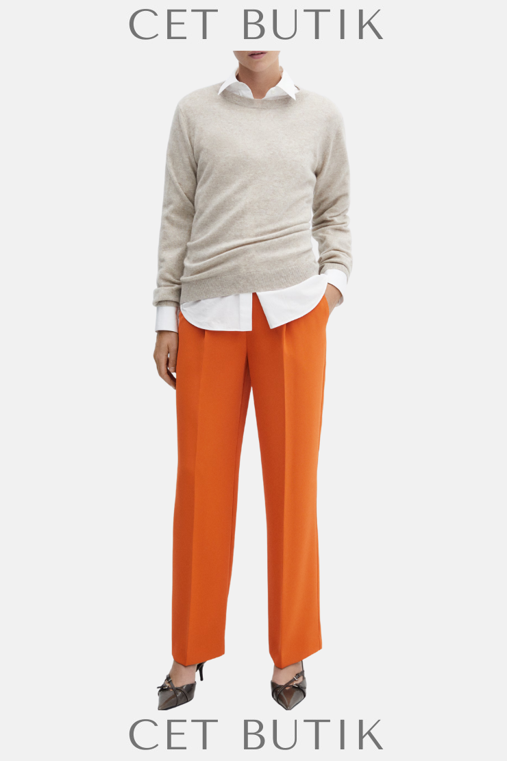 Mango Outlet Russet Düz Kesim Pensli Pantolon