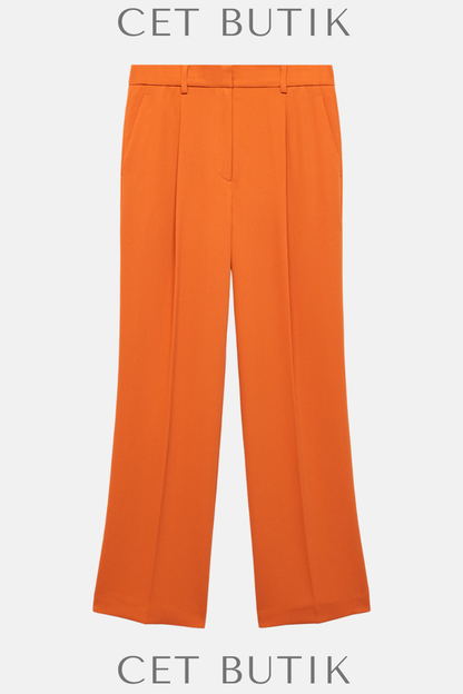 Mango Outlet Russet Düz Kesim Pensli Pantolon