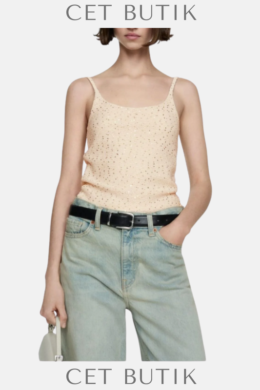 Mango Askılı Pullu Bluz