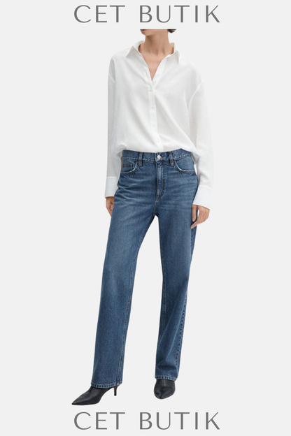 Mango Medium Blue Straight Leg Jean
