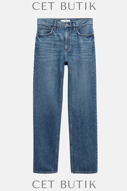 Mango Medium Blue Straight Leg Jean