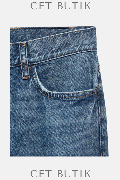 Mango Medium Blue Straight Leg Jean