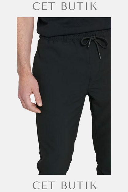 Slim Fit Rahat Jogger Pantolon – Yan Cepli & Beli Bağlamalı