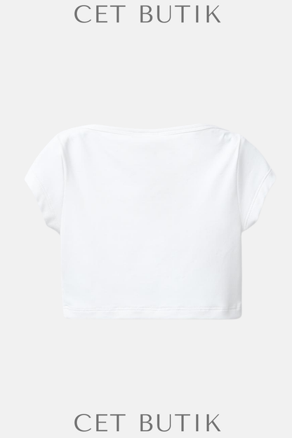 Zara Beyaz Slim Fit Stretch Cropped Top