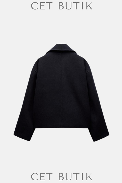 Zara Kruvaze Kısa Kaban – Kışlık Polyester / Akrilik Harmanı