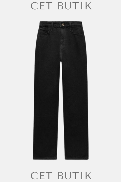 Zara ZW Collection Slim Fit High-Waist Siyah Jean Pantolon