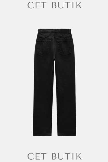 Zara ZW Collection Slim Fit High-Waist Siyah Jean Pantolon