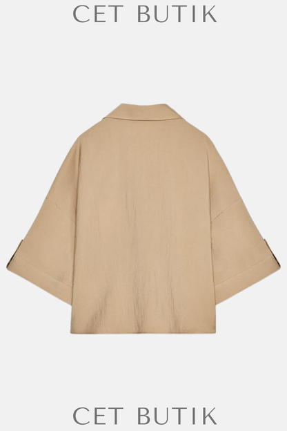 Zara Wide Short Sleeve Shirt – Mid Camel