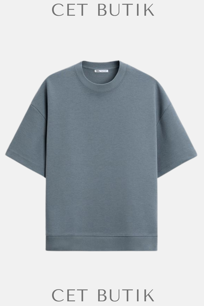 Zara Technical Interlock Sweatshirt – Orta Mavi / Mid-Blue