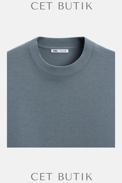 Zara Technical Interlock Sweatshirt – Orta Mavi / Mid-Blue