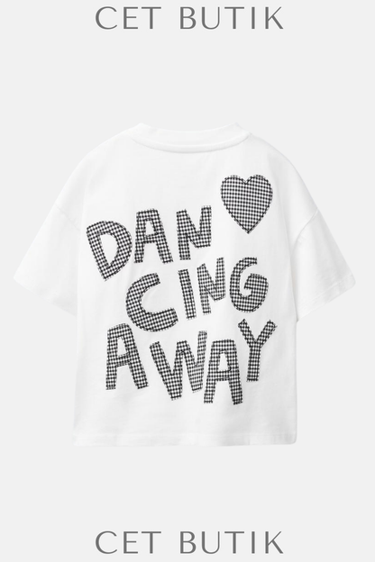 Zara Gingham Patch T-Shirt – Beyaz