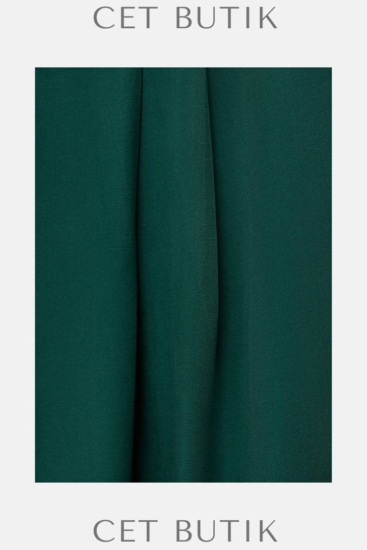 Mango Kemerli Lyocell Geniş Paça Pantolon – Yeşil