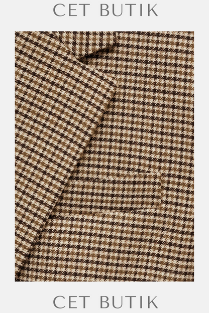 Mango Straight Fit Micro Houndstooth Ceket