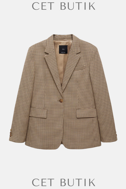 Mango Straight Fit Micro Houndstooth Ceket