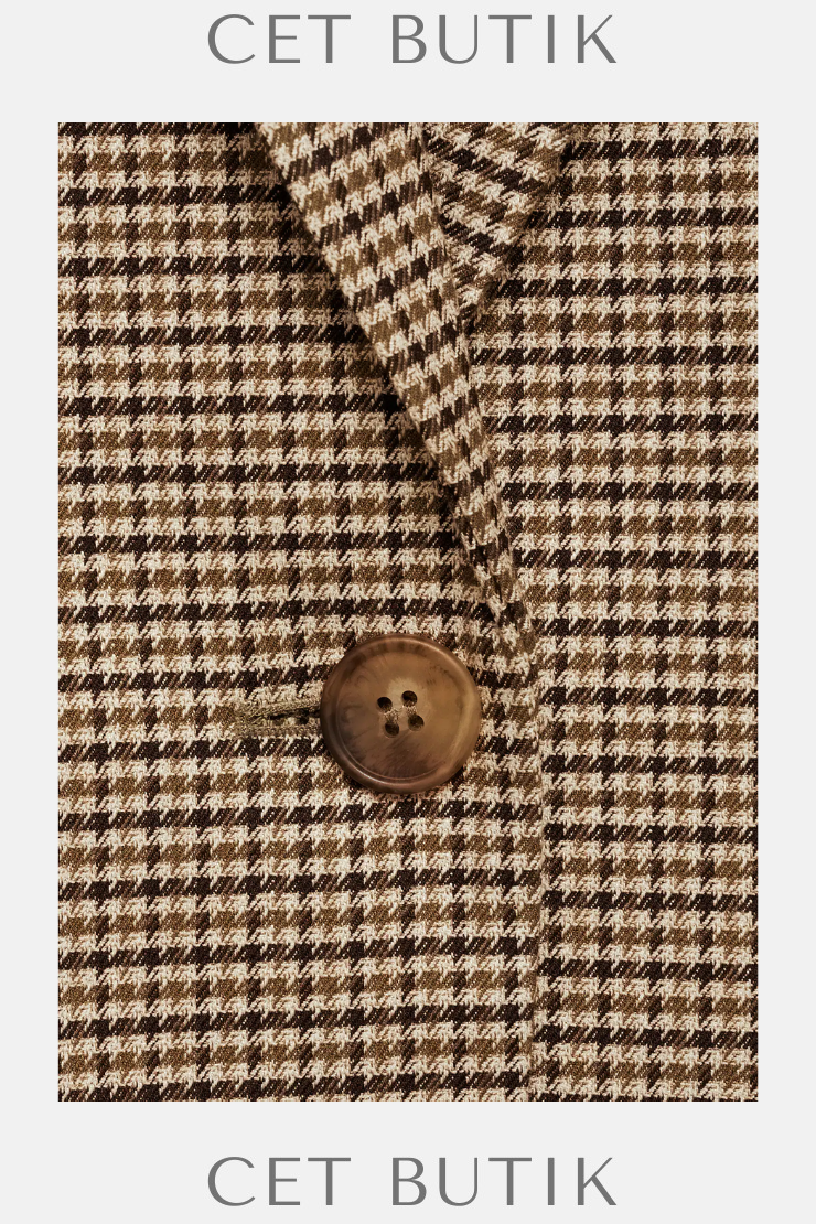 Mango Straight Fit Micro Houndstooth Ceket