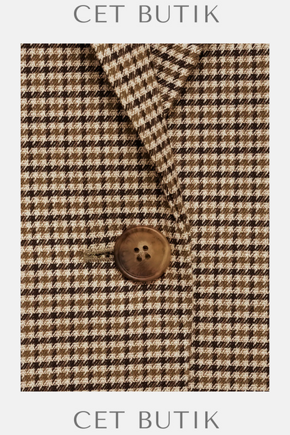 Mango Straight Fit Micro Houndstooth Ceket