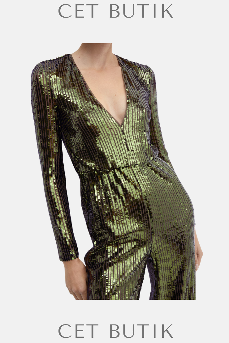 Mango Sequins Uzun Tulum – Payet Detaylı / V Yaka