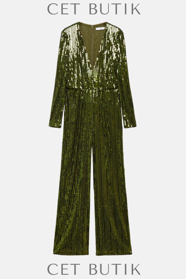 Mango Sequins Uzun Tulum – Payet Detaylı / V Yaka