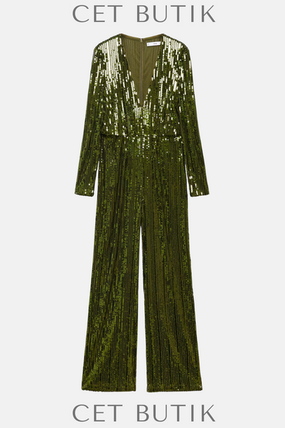 Mango Sequins Uzun Tulum – Payet Detaylı / V Yaka