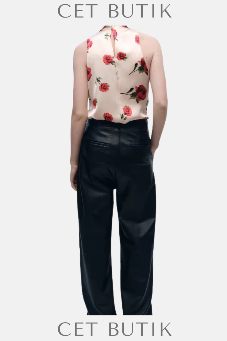 Mango Çiçek Desenli Saten Bluz