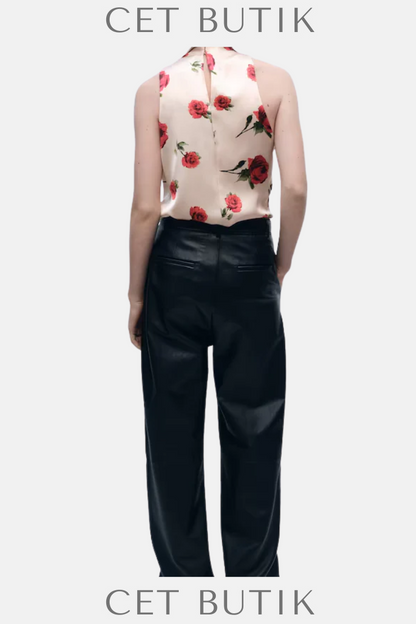 Mango Çiçek Desenli Saten Bluz